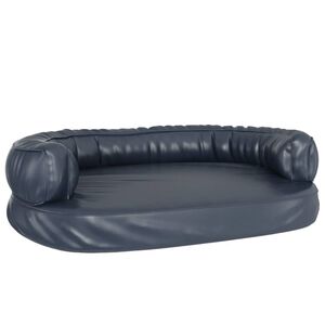 vidaXL Ergonomic Foam Dog Bed Dark Blue 88x65 cm Faux Leather
