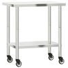 vidaXL Kitchen Work Table with Wheels 82,5x55x85 cm Stainless Steel