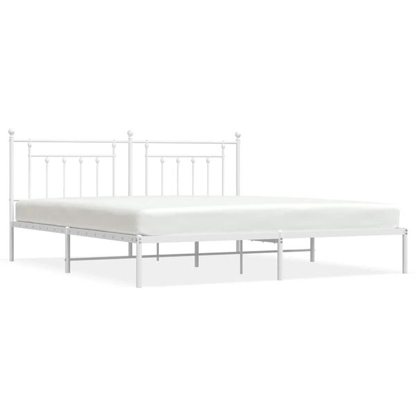 vidaXL Metal Bed Frame without Mattress with Headboard White 193x203cm