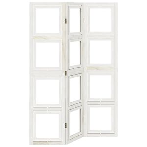 vidaXL Room Divider 3 Panels White Solid Wood Paulownia