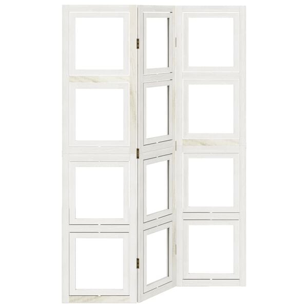 vidaXL Room Divider 3 Panels White Solid Wood Paulownia