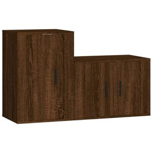 vidaXL 2 Piece TV Cabinet Set Brown Oak Engineered Wood