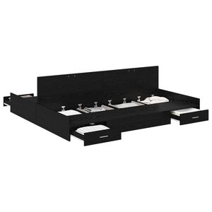 vidaXL Storage Bed Frame Black Oak 180 x 200 cm Engineered Wood