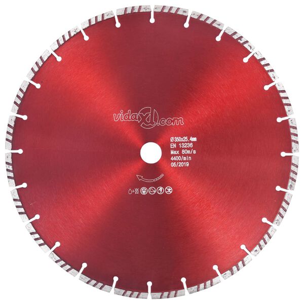 vidaXL Diamond Cutting Disc with Turbo Steel 350 mm
