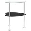 vidaXL 2-Tier Side Table Transparent & Black 38x38x50cm Tempered Glass