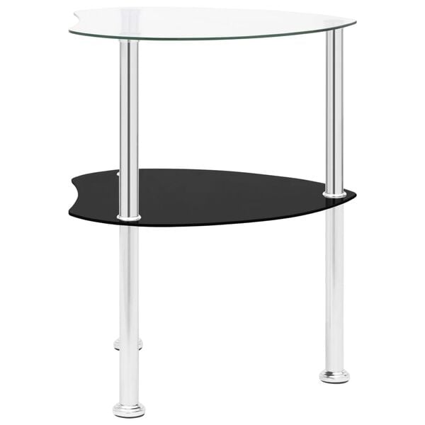 vidaXL 2-Tier Side Table Transparent & Black 38x38x50cm Tempered Glass