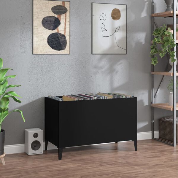 vidaXL Record Cabinet Black 74.5x38x48 cm Engineered Wood