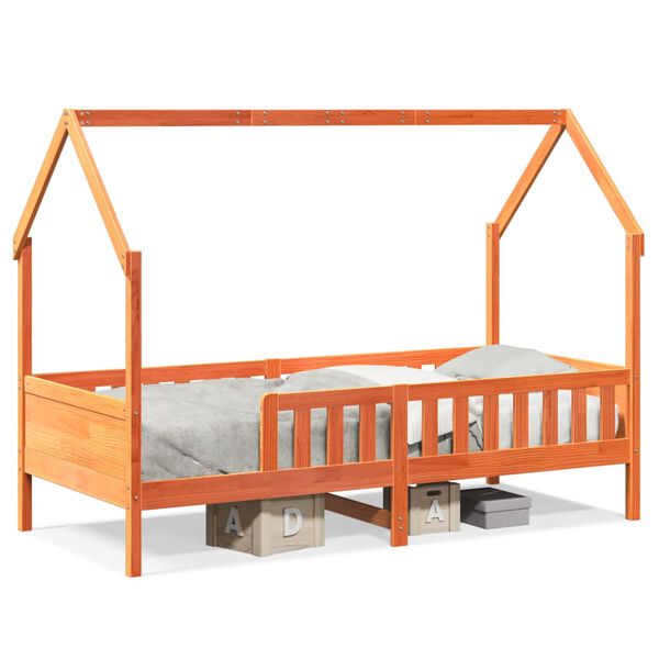 vidaXL Kids' House Bed Frame without Mattress Wax Brown 90x200 cm Pine