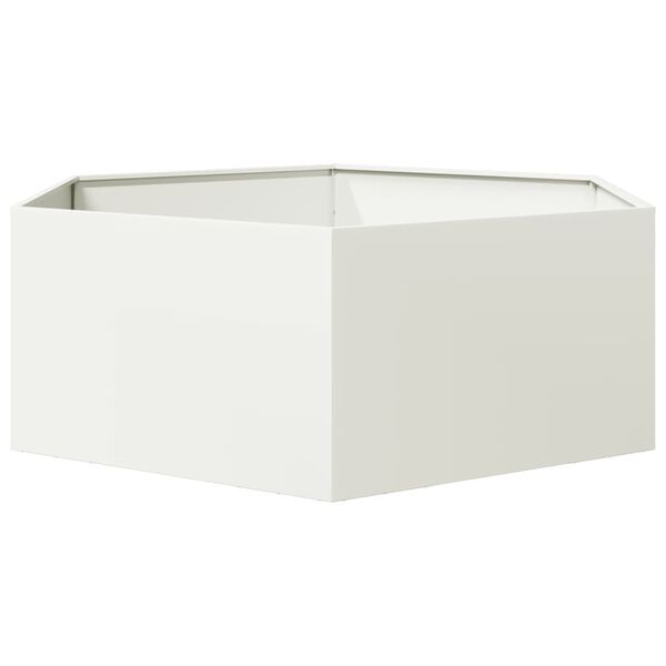 vidaXL Garden Planter White Hexagon 138x120x45 cm Steel