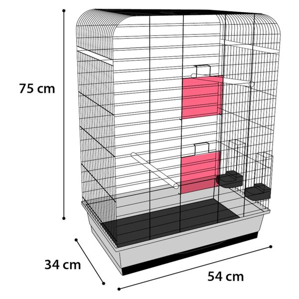 FLAMINGO Budgie Cage Marja 54x34x75 cm Black