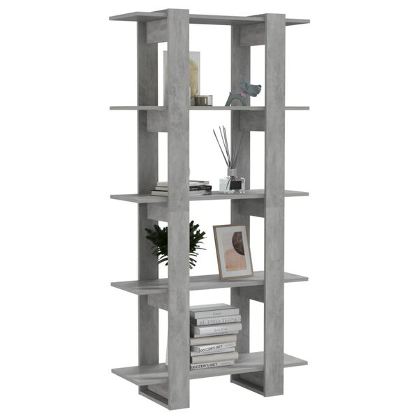 vidaXL Book Cabinet/Room Divider Concrete Grey 80x30x160 cm Engineered Wood