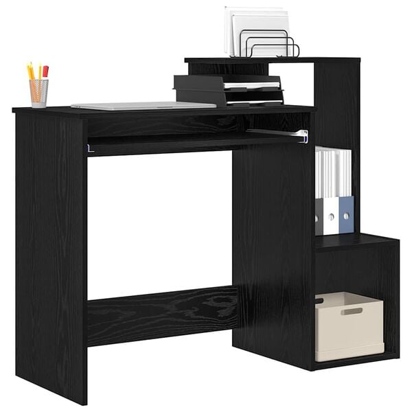 vidaXL Desk with Shelf Black Oak 106 x 40 x 88.5 cm Engineered Wood