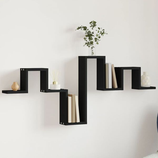 vidaXL Wall Shelf Black 104.5x10x43 cm Engineered Wood