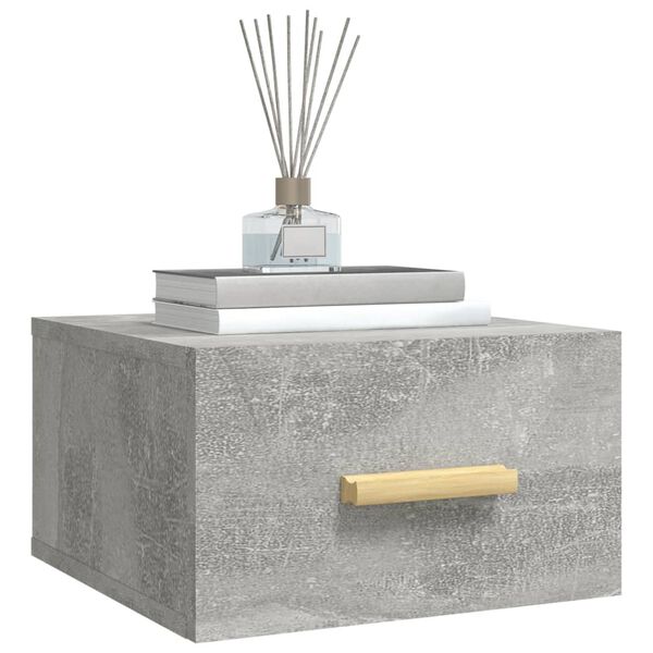 vidaXL Wall-mounted Bedside Cabinet Concrete Grey 35x35x20 cm