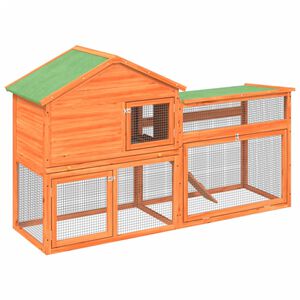 vidaXL Rabbit Hutch Brown 185,5x60,5x109,5 cm Solid Wood Pine