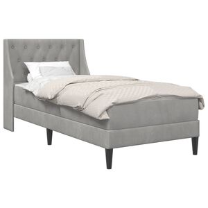 vidaXL Bed Frame with Mattress Light Grey 90 x 190 cm Velvet