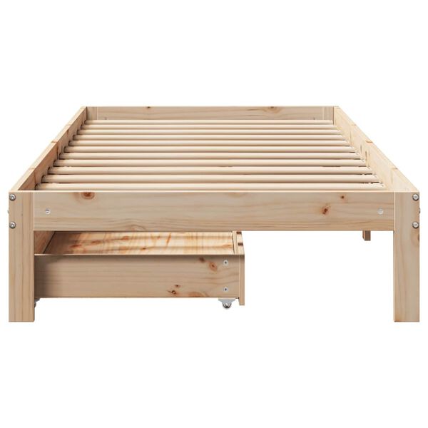 vidaXL Bed Frame with Drawers without Mattress 75x190 cm Small Single