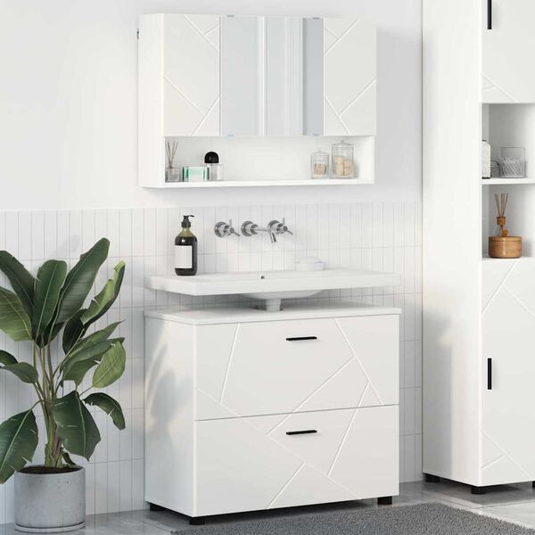 vidaXL Bathroom Furniture Set with Drawer 2 pcs White Engineered wood