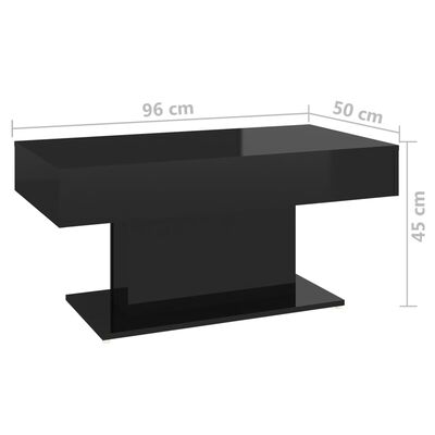 vidaXL Coffee Table High Gloss Black 96x50x45 cm Engineered Wood