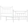 vidaXL Metal Bed Frame without Mattress with Footboard White 90x200cm