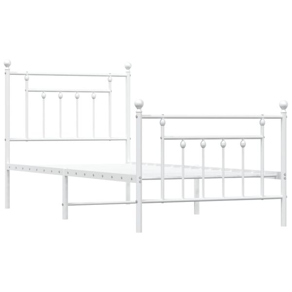 vidaXL Metal Bed Frame without Mattress with Footboard White 90x200cm
