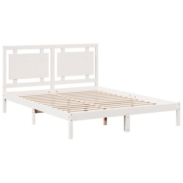vidaXL Extra Long Bed Frame without Mattress White 160x220 cm Solid Wood