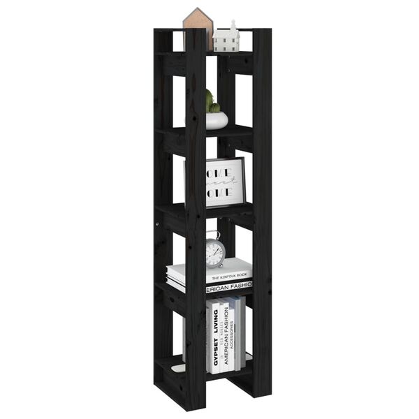vidaXL Book Cabinet/Room Divider Black 41x35x160 cm Solid Wood Pine