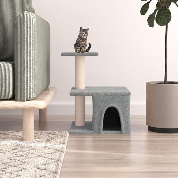 vidaXL Cat Tree with Sisal Scratching Posts Light Grey 48 cm