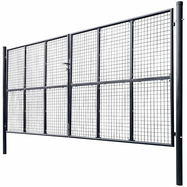 vidaXL Mesh Garden Gate Galvanised Steel 400x175 cm Grey