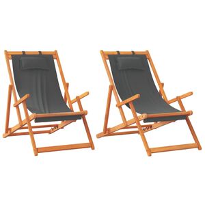 vidaXL Folding Chairs 2 pcs Grey Fabric