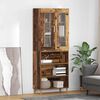 vidaXL Highboard Old Wood 69.5 x 34 x 180 cm Engineered Wood and Glass