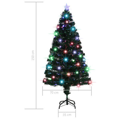 vidaXL Pre-lit Christmas Tree with Stand 150 cm Fibre Optic