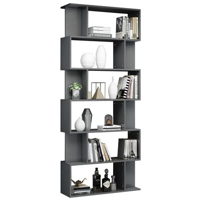vidaXL Book Cabinet/Room Divider High Gloss Grey 80x24x192 cm Engineered Wood