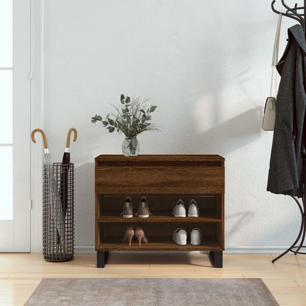 vidaXL Shoe Cabinet Brown Oak 70x36x60 cm Engineered Wood