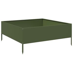 vidaXL Garden Raised Bed Olive green 100x100x41 cm Steel