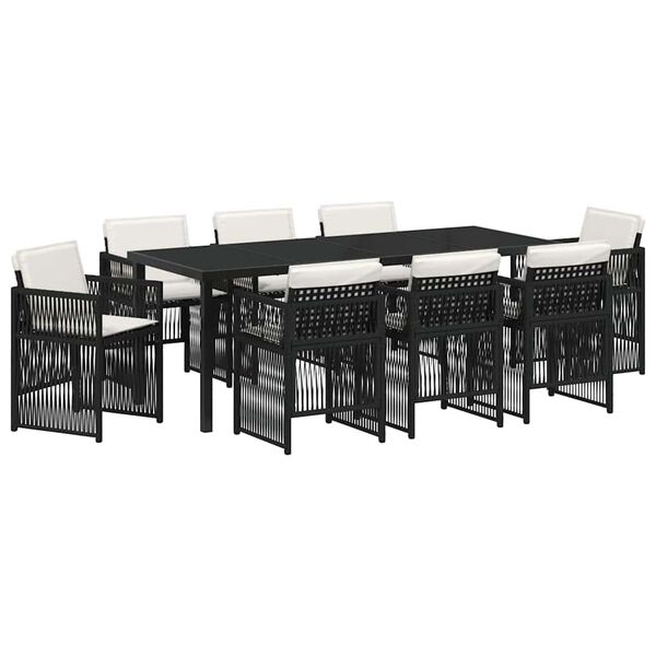 vidaXL Garden Dining Set 9 pcs Black Powder-Coated Steel