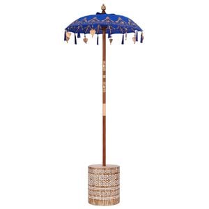 vidaXL Balinese Parasol with Base Blue 95 x 95 x 260 cm