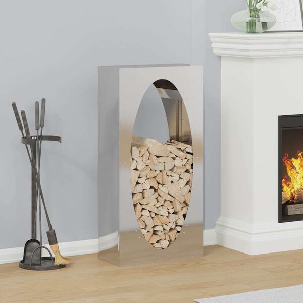 vidaXL Firewood Rack 50x23x100 cm Stainless Steel