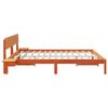 vidaXL Bed Frame with Headboard Wax Brown 200 x 200 cm Solid Pine Wood