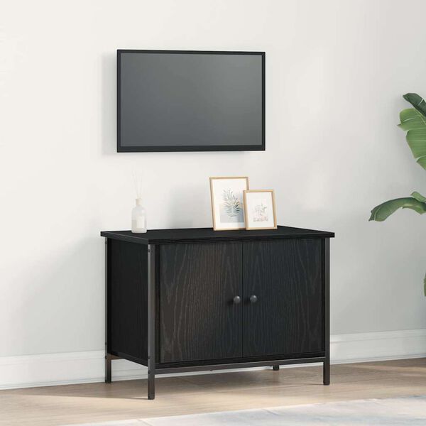 vidaXL TV Cabinet Black Oak 60 x 35 x 45 cm Engineered Wood