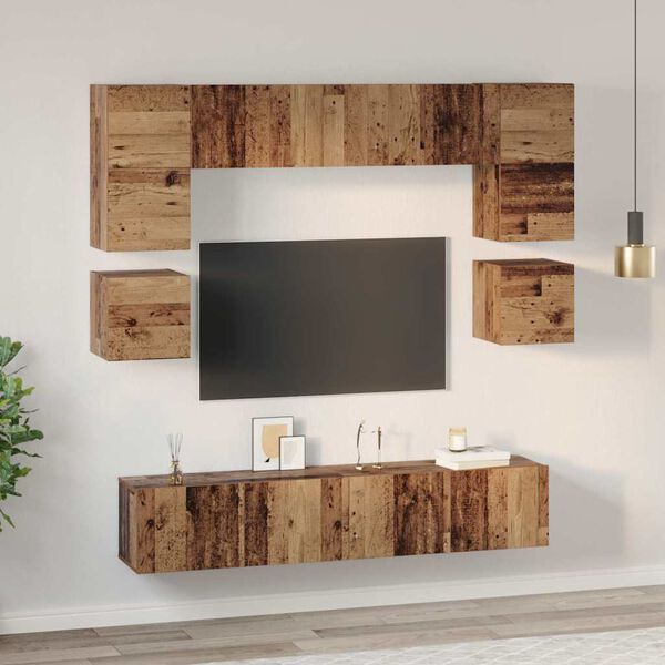vidaXL TV Cabinet Set Wall-mounted 8 pcs Old Wood Engineered Wood