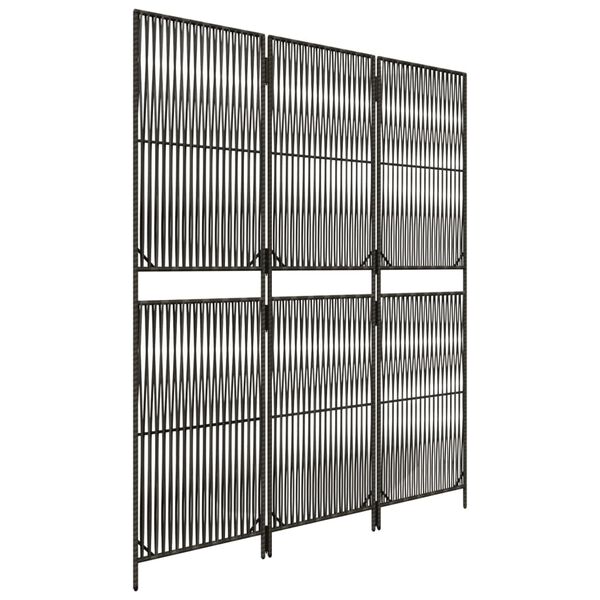 vidaXL Room Divider 3 Panels Grey Poly Rattan