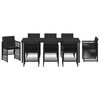 vidaXL Garden Dining Set 9 pcs Black Powder-Coated Steel