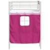 vidaXL Kids'Loft Bed Frame with Curtains White and Pink 74.5 x 190 cm