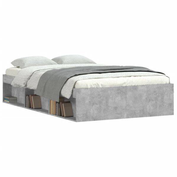 vidaXL Bed Frame without Mattress Concrete Grey 120x190 cm Small Double Small Double