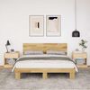 vidaXL Bed Frame with Headboard without Mattress 135x190 cm Solid Wood Oak