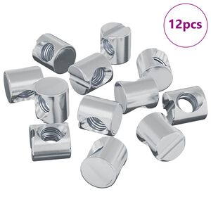 vidaXL Barrel Nuts 12 pcs Silver M6 x 12 mm (Thread Diameter x H)