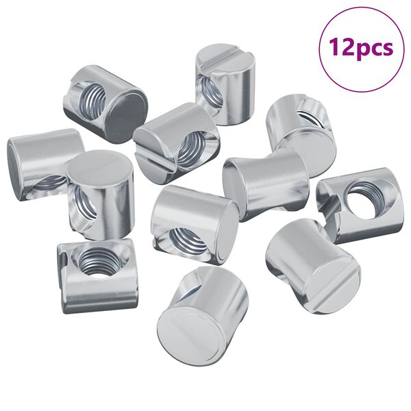 vidaXL Barrel Nuts 12 pcs Silver M6 x 12 mm (Thread Diameter x H)