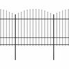 vidaXL Garden Fence with Spear Top Steel (1.5-1.75)x15.3 m Black