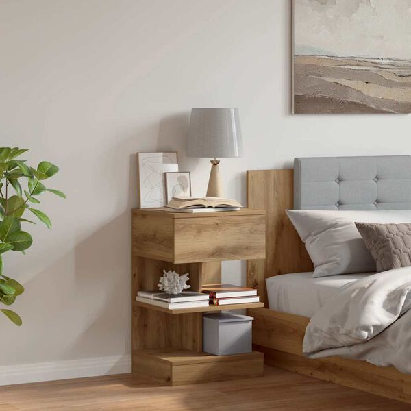 vidaXL Bedside Cabinet Artisan Oak 40x35x65 cm Engineered Wood